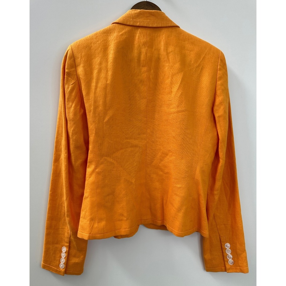 Lauren Ralph Lauren 100% Linen 3-Button Orange Blazer Jacket Women's Size 4 - Picture 11 of 13